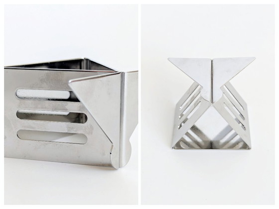 Image 1 of Set of 6 Nathalie du Pasquier Stainless Steel Napkin Rings, Postmodern Geometric Design
