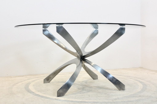 Aluminium en glazen salontafel van Knut Hesterberg voor Ronald Schmitt