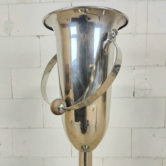 Image 1 of Art Deco Standing Silver-Colored Wine Cooler / Champagne Cooler (Nickel-Plated) / Champagne Holder