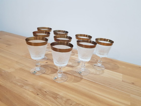 Verres en cristal de Rheinkristall, Allemagne, années 1950-1960, lot de 9 – Verres et carafes, Crystal, Gold (photo 2 of 12)