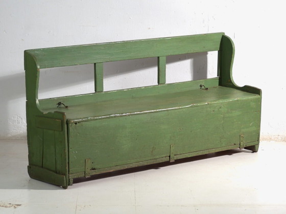 Antique painted storage bench – Central Europe, circa 1900 – Benches, Rustic (photo 2 of 35)