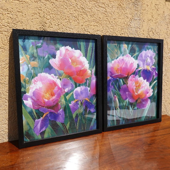 Image 1 of Peonies B104 - diptych - framed canvases