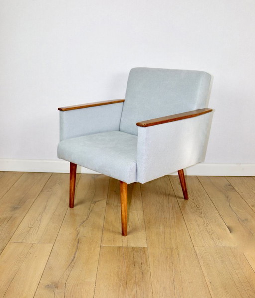 Poltrona loft vintage Art Deco - cielo blu – fauteuils, Wood (photo 2 of 11)