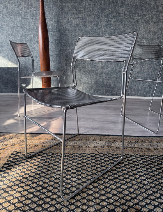 Image 1 of Juego de 3 sillas apilables cromadas "Sultana" de Arrben International, ca 80s