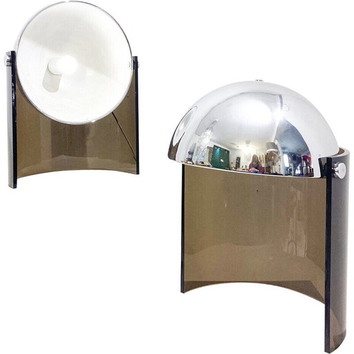 Paar vintage lampen van chroom en plexiglas, 1970
