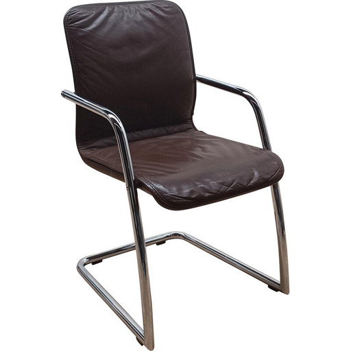 Vintage bureaustoel in bruin leer