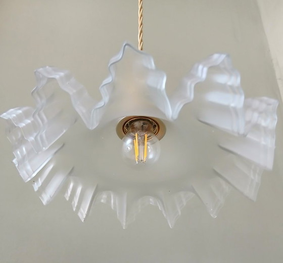Image 1 of lampada a sospensione francese vintage in vetro smerigliato in stile Clichy