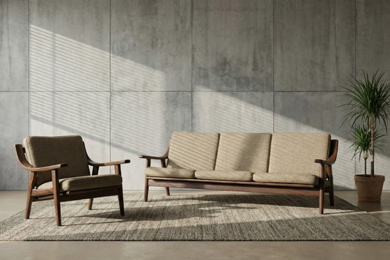 Image 1 of Vintage Mid-Century Scandinavian Modern 3-Seat Sofa & Armchair by Hans J. Wegner for Getama, Set of 2, 1960s