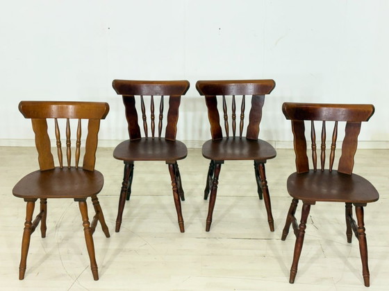 Image 1 of Set of 4 vintage wooden chairs – country style dining chairs / chairs