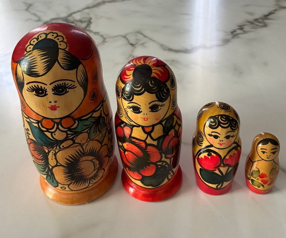 Image 1 of Set of 4 traditional Russian dolls or matryoshka dolls