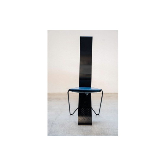 Image 1 of Set of 4 vintage wooden and iron frame chairs, 1980-1990s