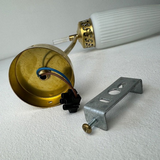 Image 1 of SET VAN 3 VINTAGE OPALINE WANDLAMPEN