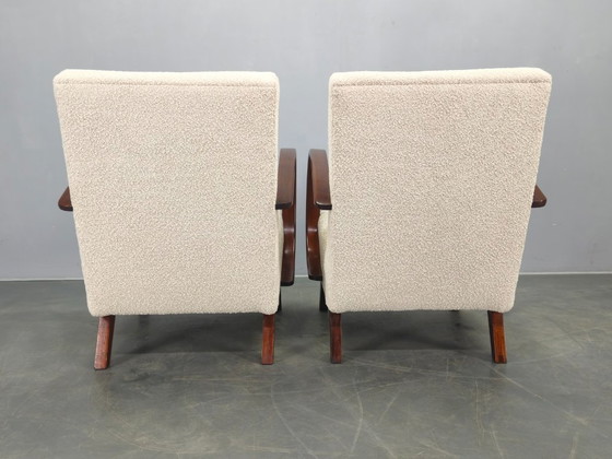 Image 1 of Halabala Art Deco fauteuils uit de jaren 1940, Boucle, Tsjechoslowakije, paar