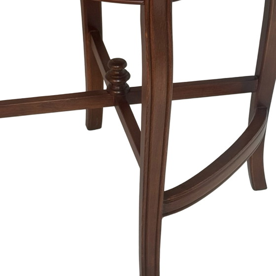 Image 1 of Chesterfield - Handgemaakt / vintage / zo goed als nieuw - Groen leer - Houten barkruk met voetensteun - Meerdere op voorraad