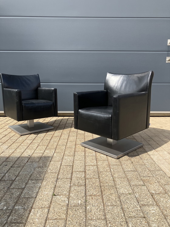 Image 1 of 2x sedie laterali Jori Kubolo in pelle nera Condizioni ottimali!!!