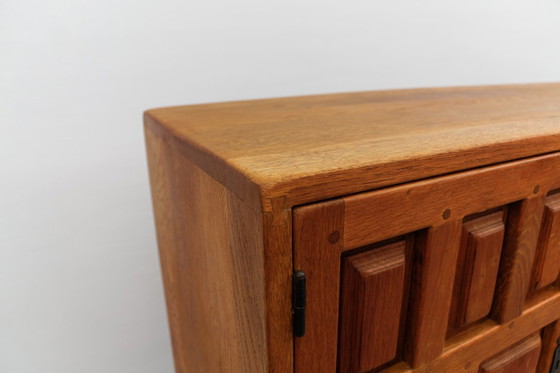 Image 1 of Large Screwless Sideboard in Carved Oak, Spain, 1960s