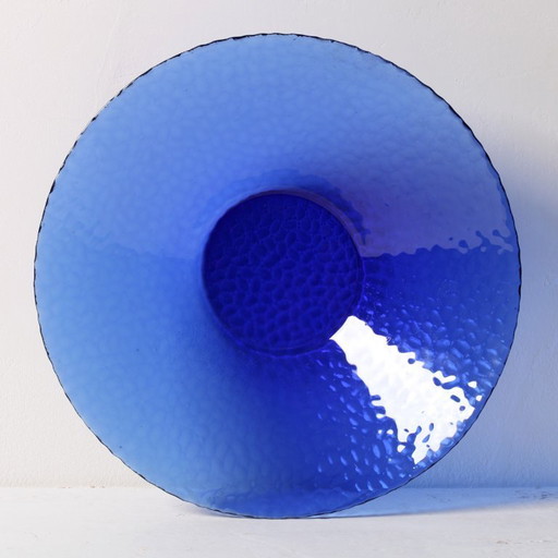 Mid-Century Cobalt Blue Glass Bowl / Large France Centerpiece / Arcoroc / France / 1980s