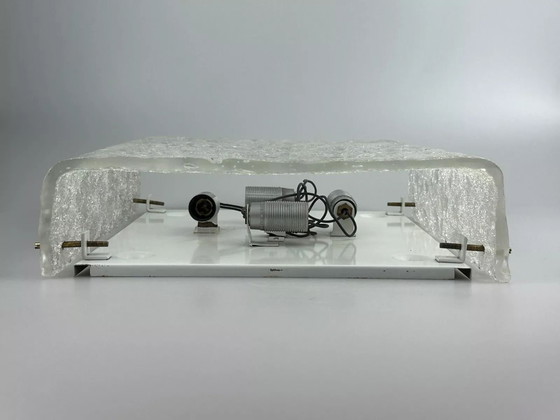 Image 1 of Lampada da soffitto in vetro ghiacciato anni '60-'70 da montare a filo di Kaiser Leuchten Germania