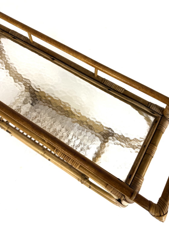 Image 1 of Vintage rattan plant table '60