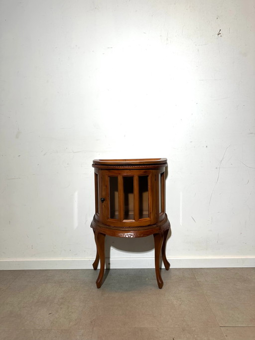 Armario antiguo con bandeja semicircular extraíble – vitrinekasten, Glass