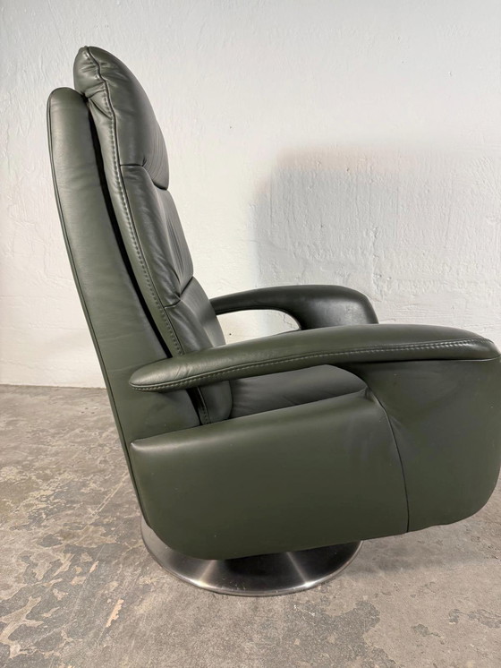 Image 1 of Leather recliner swivel easy chair 