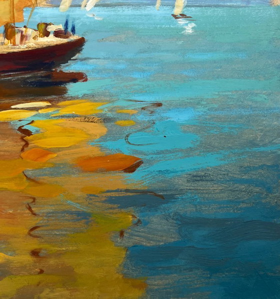 Image 1 of Original Oil Painting Summer Sea Landscape Towards the wind