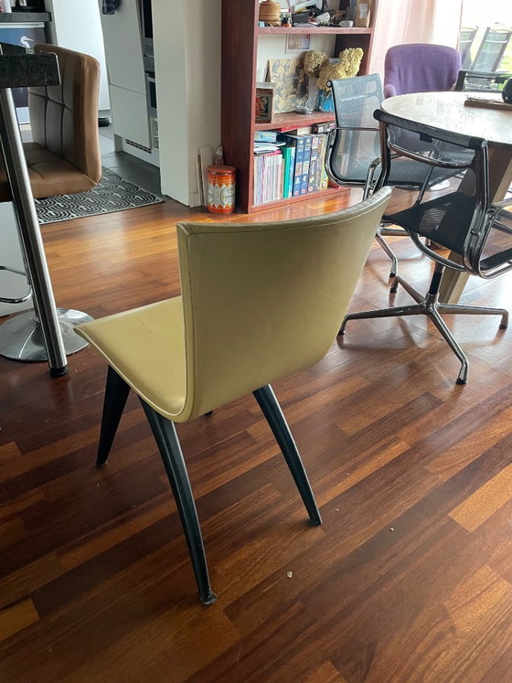 Set unico di 4 sedie da pranzo vintage 'Swing' – G.J. Van Os (Culemborg, Anni '50) – Wood, Skai (photo 11 of 15)