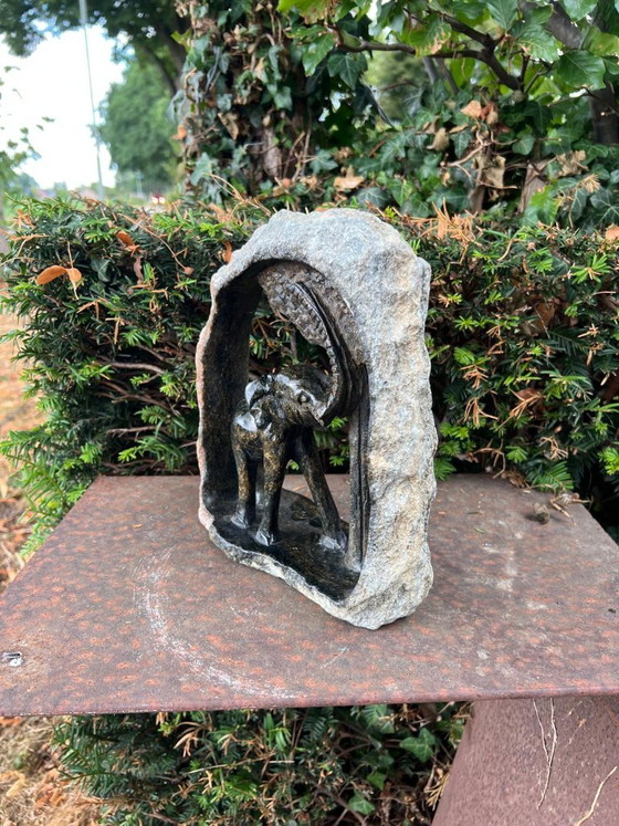 Stone Elephant Sculpture – Decorative Statue with Stone Arch – 21 cm – Decorative Objects (photo 5 of 5)