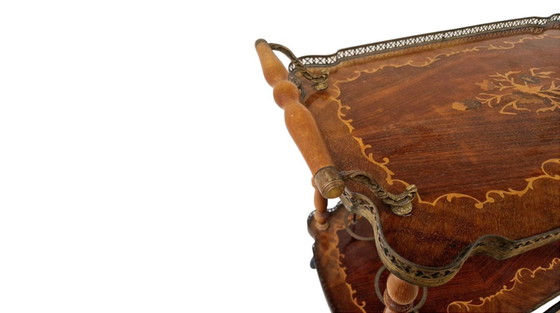 Image 1 of MID CENTURY ITALIAN MARQUETRY DRINKS TROLLEY