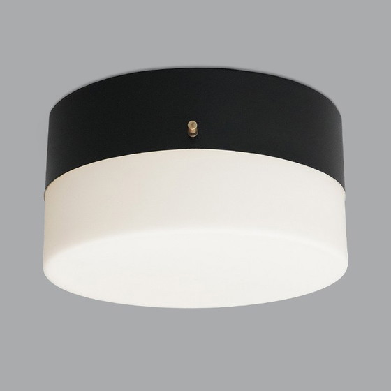 Image 1 of Plafonnier en verre blanc opale, années 1950