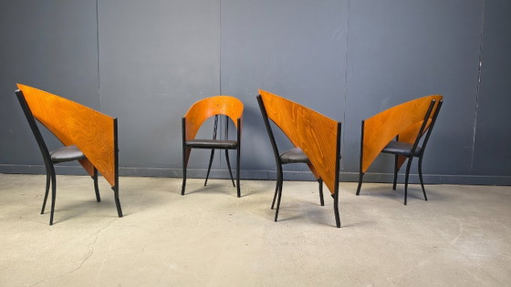 Image 1 of Sillas de comedor españolas posmodernas, años 80 - juego de 4