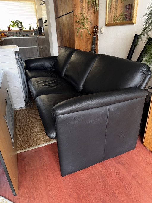Canapé 3 places Leoluxe en cuir noir – 3 5 zitsbanken, Leather