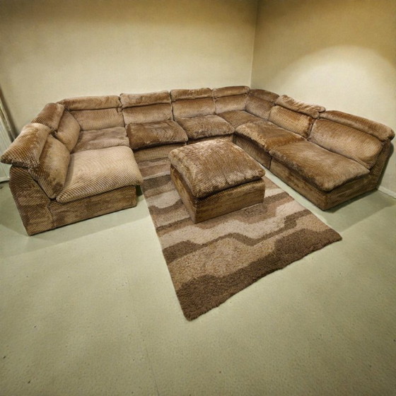 Image 1 of Canapé modulable en velours des années 70, modèle XL, style vintage milieu du siècle