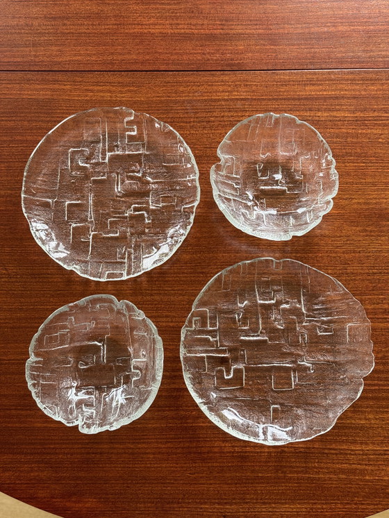 Image 1 of Vintage Sklo Union 'Mesto' set - brutalist Czech glass design by Václav Zajíc 1970s