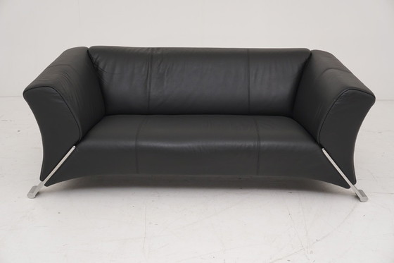 Image 1 of Rolf Benz 322 bank, tweeënhalve zitplaats, zwart leer