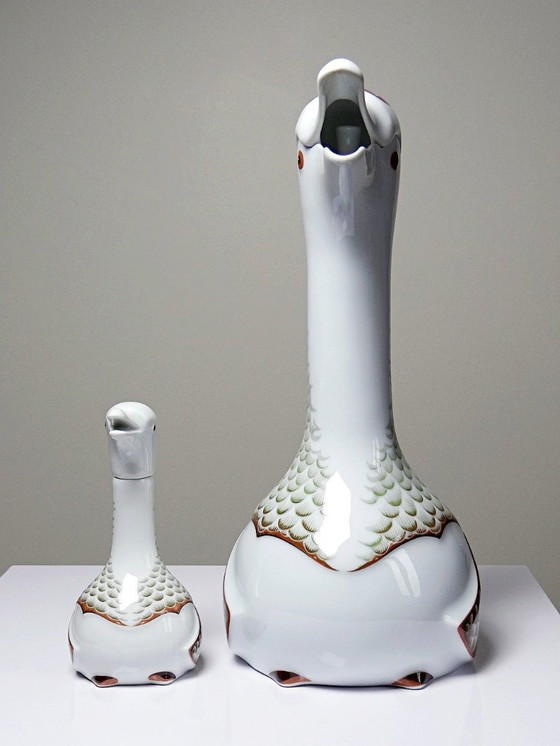 Image 1 of Vintage 80s Haviland Castel carafe and miniature bottle set, after Sandoz for Chabot