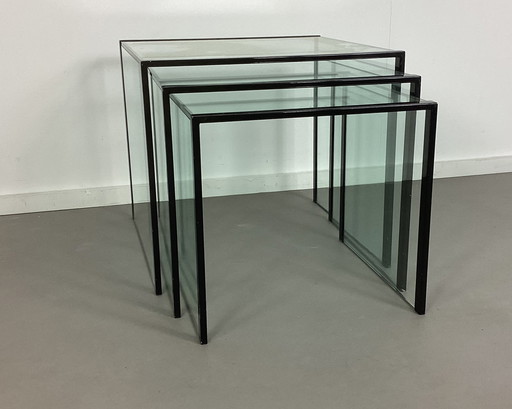 Set da tavola italiano Tonelli a 3 pezzi con design anni Ottanta in vetro.