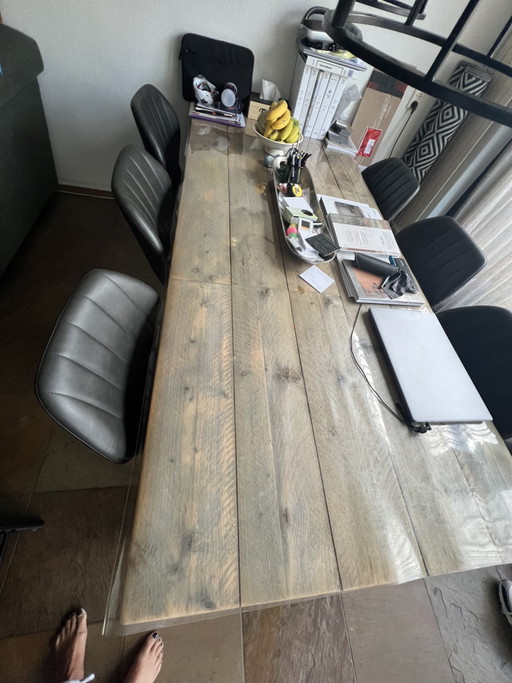 Mesa de comedor de estilo industrial con base metálica, marca Jorg. – eettafels, Wood (photo 2 of 6)