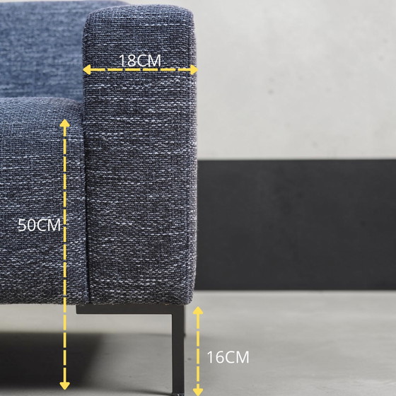 Image 1 of Comfortable two-seater sofa in black white/grey fabric (professionally cleaned)