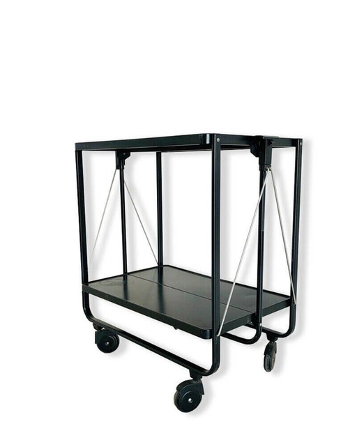 Louis Lepoix FRZ black foldable food trolley, Germany, 60s