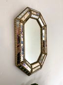 Vintage Octagonale spiegel met gouden rand ‘80