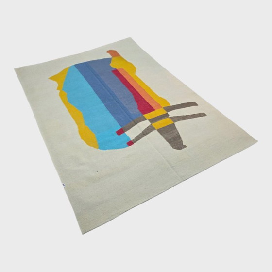 Wandteppich im Man-Ray-Stil mit Drehtürenmotiv | Handgewebt | Unikat (96 × 70 Zoll) – Teppiche & Läufer, Wool (photo 9 of 10)