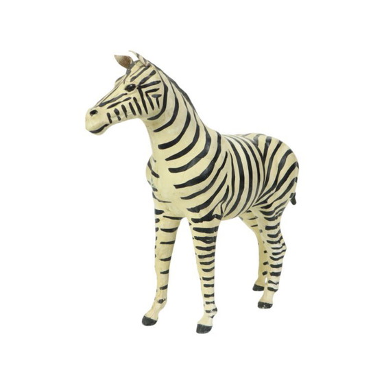 Image 1 of Vintage Zebra Paper Mache and Leather