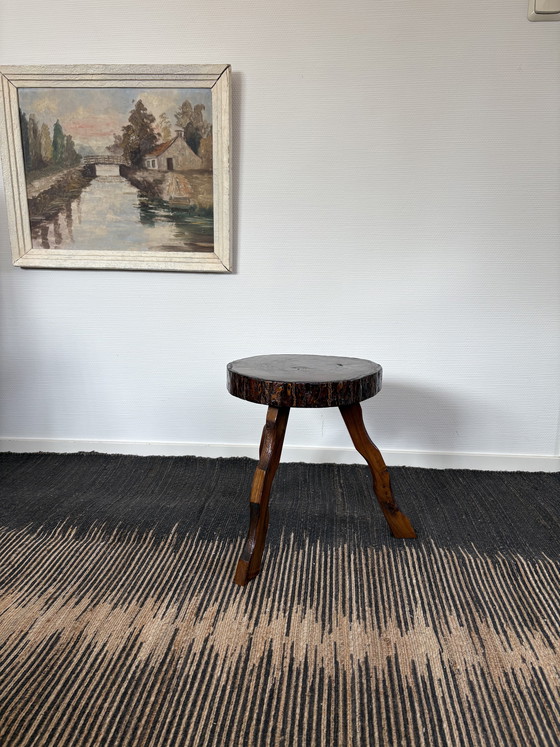 Image 1 of  Vintage gelakt houten tripod krukje made in France h35cm