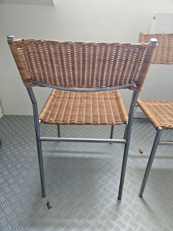3 Martin Visser Dining chairs – Rattan, Chrome (photo 6 of 7)