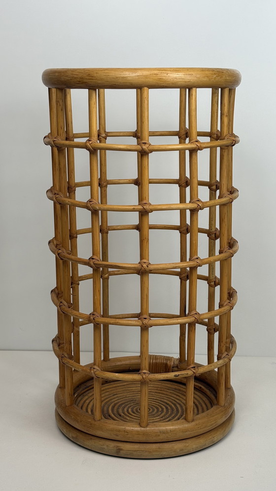 Image 1 of Vintage paraplubak bamboe rotan mand design Franco Albini