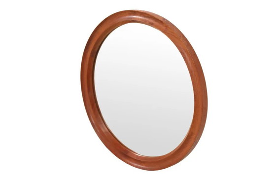 Pedersen and Hansen round mirror in teak – Wood, Scandinavian (photo 3 of 4)