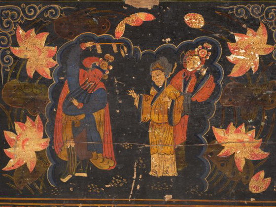 Baule cinese antico dipinto in legno di pino – Cina, circa 1900 – Armadi contenitori (photo 36 of 40)
