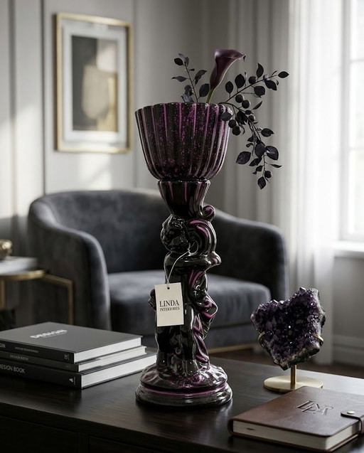 Prachtige keramische vaas met cherubijn