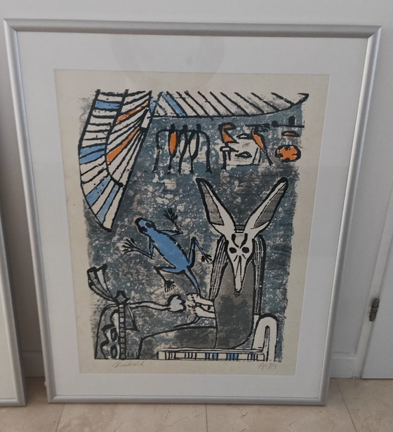 Image 1 of 2x Zeefdruk Carla Raadsveld in aluminium frame